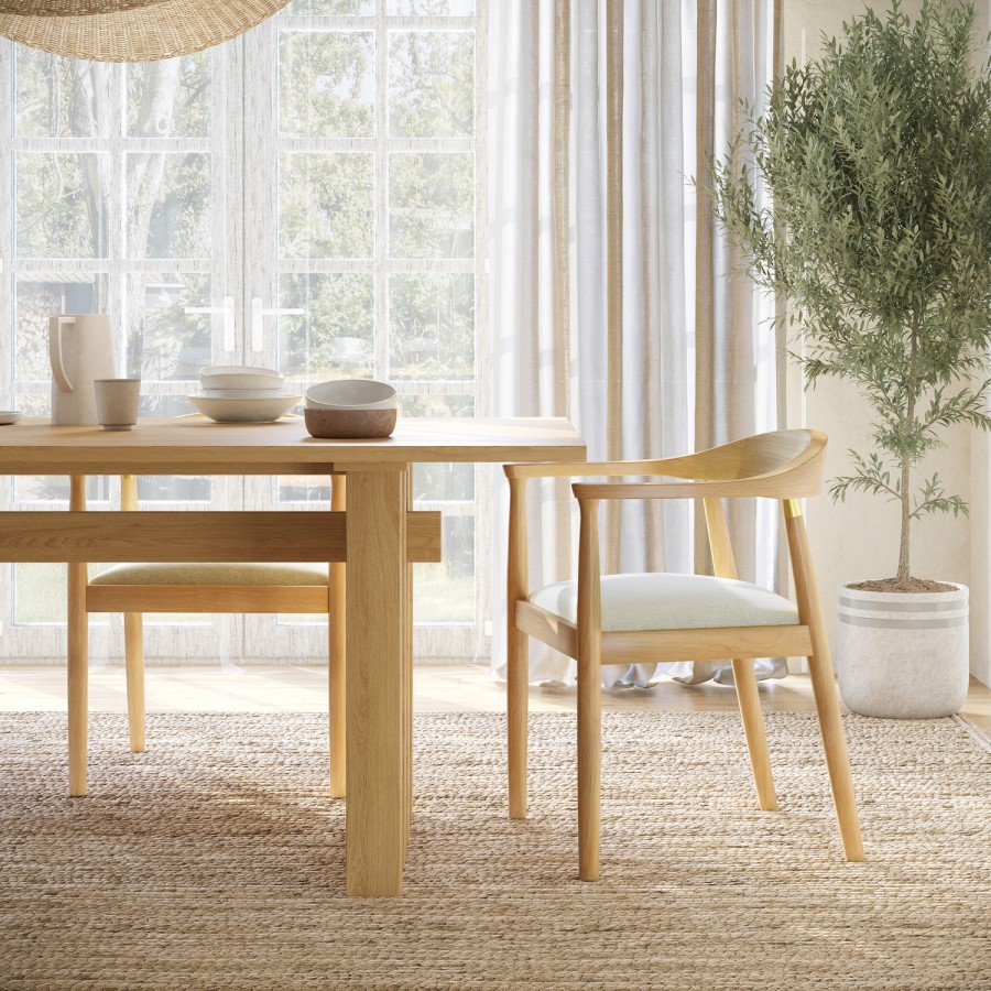 Large Solid Oak Dining Table - 240cm - Seats 6 - 8 - Roe