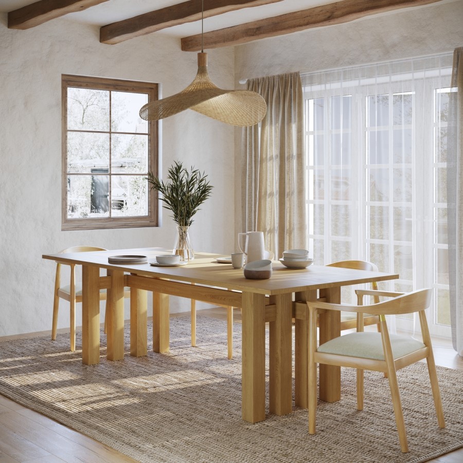 Large Solid Oak Dining Table - 240cm - Seats 6 - 8 - Roe