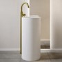 400mm Matt White Round Stone Resin Freestanding Cylinder Pedestal Basin with Waste - Ruby