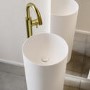 400mm Matt White Round Stone Resin Freestanding Cylinder Pedestal Basin with Waste - Ruby