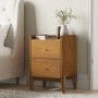 Wooden Mid-Century Tall 2-Drawer Bedside Table - Rumi