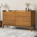 RUM002 Wide Wooden Mid-Century 6 Drawer Chest of Drawers - Rumi