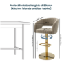 Curved Mink Matt Velvet Adjustable Swivel Bar Stool with Gold Base - Runa
