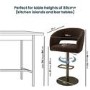 Curved Brown Velvet Adjustable Swivel Bar Stool with Brass Base - Runa