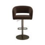 Curved Brown Velvet Adjustable Swivel Bar Stool with Brass Base - Runa