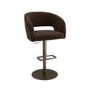 Curved Brown Velvet Adjustable Swivel Bar Stool with Brass Base - Runa