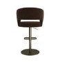 Curved Brown Velvet Adjustable Swivel Bar Stool with Brass Base - Runa