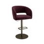 Set of 2 Curved Burgundy Velvet Adjustable Swivel Bar Stools with Brass Base - Runa