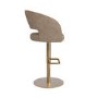 Set of 2 Curved Beige Faux Leather Adjustable Swivel Bar Stools with Gold Base - Runa