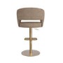 Set of 2 Curved Beige Faux Leather Adjustable Swivel Bar Stools with Gold Base - Runa