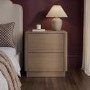 Modern Oak 2 Drawer Bedside Table - Rowan