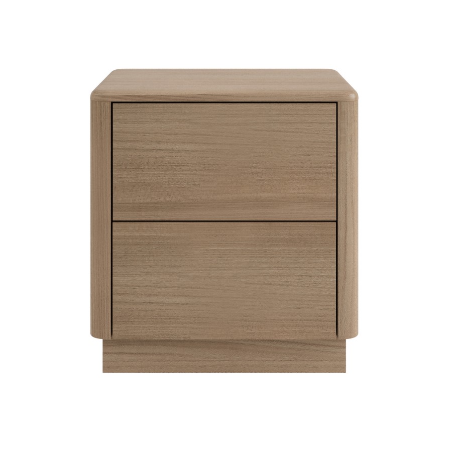 Modern Oak 2 Drawer Bedside Table - Rowan