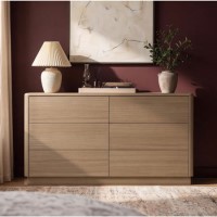 Modern Oak 6 Drawer Chest of Drawers - Rowan