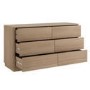 Modern Oak 6 Drawer Chest of Drawers - Rowan