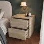 Modern Light Oak 2 Drawer Bedside Table - Rowan