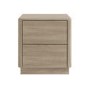 Modern Light Oak 2 Drawer Bedside Table - Rowan