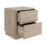 Modern Light Oak 2 Drawer Bedside Table - Rowan
