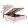 Pink Velvet King Size Ottoman Bed with Winged Chesterfield Headboard - Safina