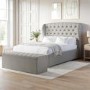 ONLY OPENED - Grey Fabric King Size Ottoman Bed with Winged Headboard - Safina