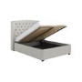 ONLY OPENED - Grey Fabric King Size Ottoman Bed with Winged Headboard - Safina