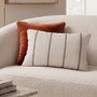 Burnt Orange Stripe Chenille Fibre Filled Sofa Scatter Cushion - 50 x 30cm - Payton