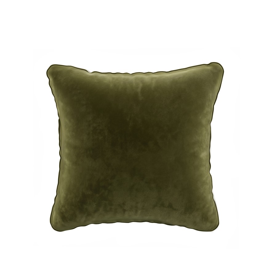 Olive Green Velvet Fibre Filled Sofa Scatter Cushion - 50 x 50cm - Payton