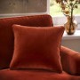Burnt Orange Velvet Fibre Filled Sofa Scatter Cushion - 50 x 50cm - Payton