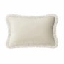 Beige Velvet Fibre Filled Fringed Sofa Scatter Cushion - 50 x 30cm - Jora