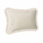 Beige Velvet Fibre Filled Fringed Sofa Scatter Cushion - 50 x 30cm - Jora