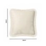 Beige Velvet Fibre Filled Fringed Sofa Scatter Cushion - 45 x 45cm - Jora