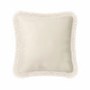 Beige Velvet Fibre Filled Fringed Sofa Scatter Cushion - 45 x 45cm - Jora