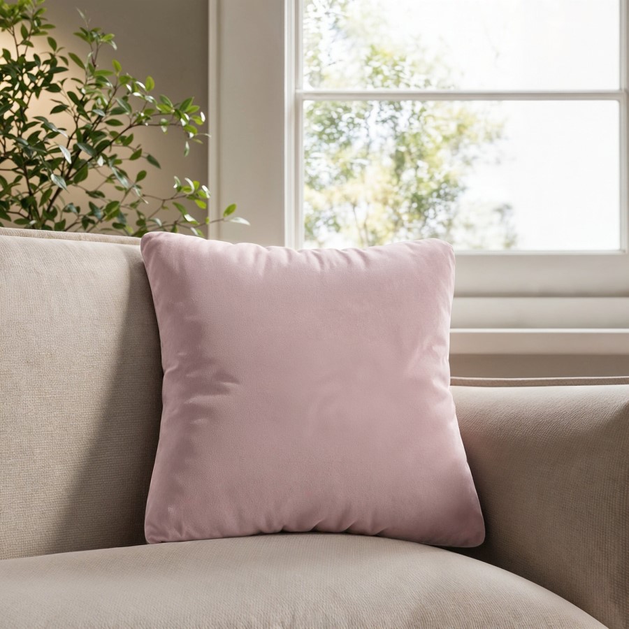 Pink and Burgundy Velvet Fibre Filled Reversible Sofa Scatter Cushion - 45 x 45cm - Orin