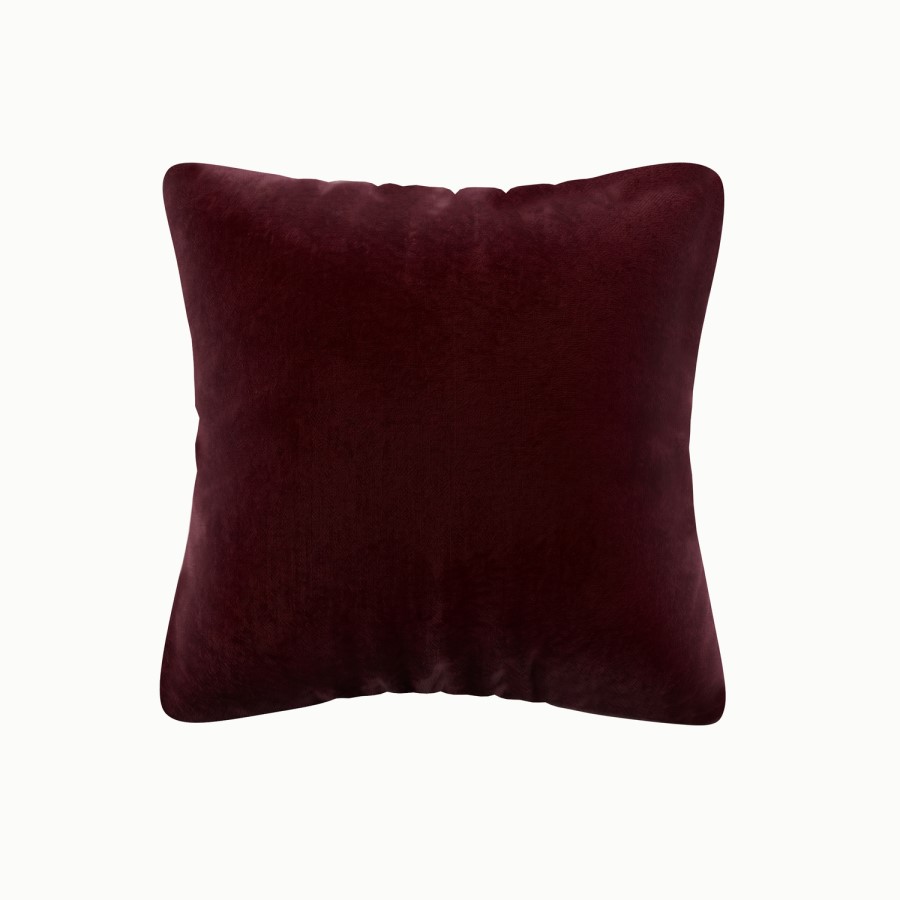 Pink and Burgundy Velvet Fibre Filled Reversible Sofa Scatter Cushion - 45 x 45cm - Orin