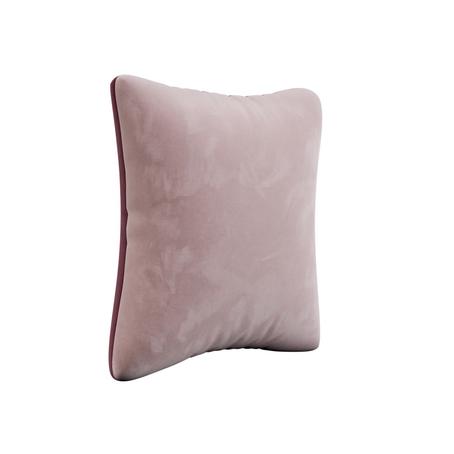 Pink and Burgundy Velvet Fibre Filled Reversible Sofa Scatter Cushion - 45 x 45cm - Orin