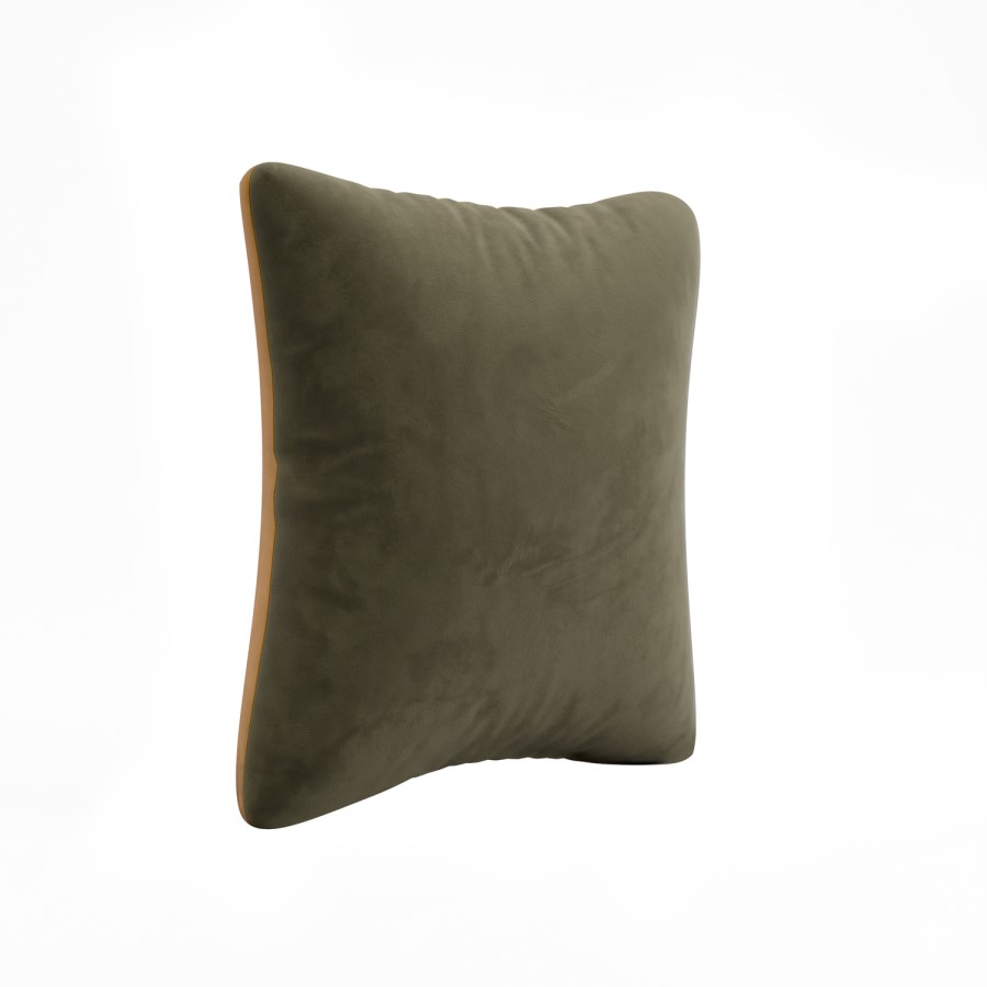 Green and Yellow Velvet Fibre Filled Reversible Sofa Scatter Cushion - 45 x 45cm - Orin