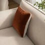 Orange and Beige Velvet Fibre Filled Reversible Sofa Scatter Cushion - 45 x 45cm - Orin