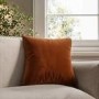 Orange and Beige Velvet Fibre Filled Reversible Sofa Scatter Cushion - 45 x 45cm - Orin