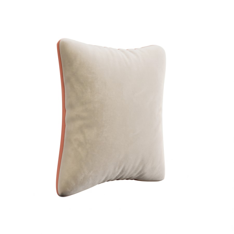 Orange and Beige Velvet Fibre Filled Reversible Sofa Scatter Cushion - 45 x 45cm - Orin