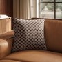 Brown Patterned Velvet Sofa Scatter Cushion with Rope Trim - 45 x 45cm - Eos