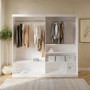 Large White Mirrored Sliding Door Double Wardrobe with Shelves - Sidney