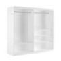 Large White Mirrored Sliding Door Double Wardrobe with Shelves - Sidney