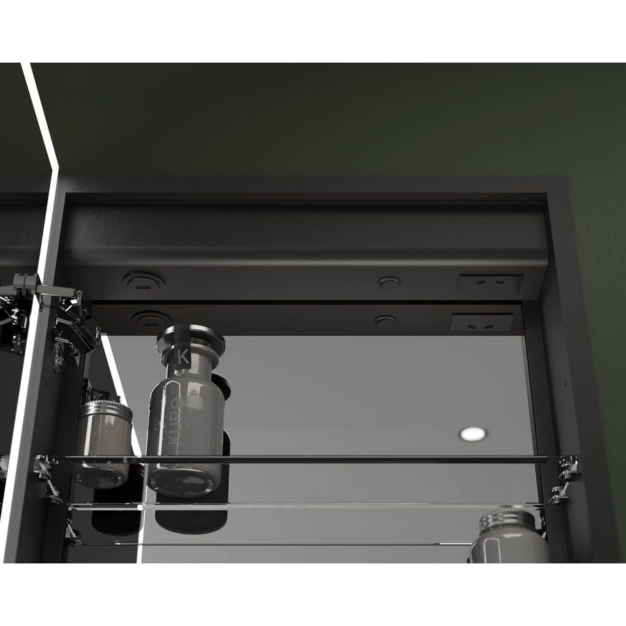 Sensio Eclipse Single Door Recessed Bathroom Mirror Cabinet with Lights & Shaver Socket 700 x 500mm