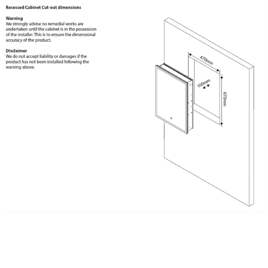 Sensio Eclipse Single Door Recessed Bathroom Mirror Cabinet with Lights & Shaver Socket 700 x 500mm