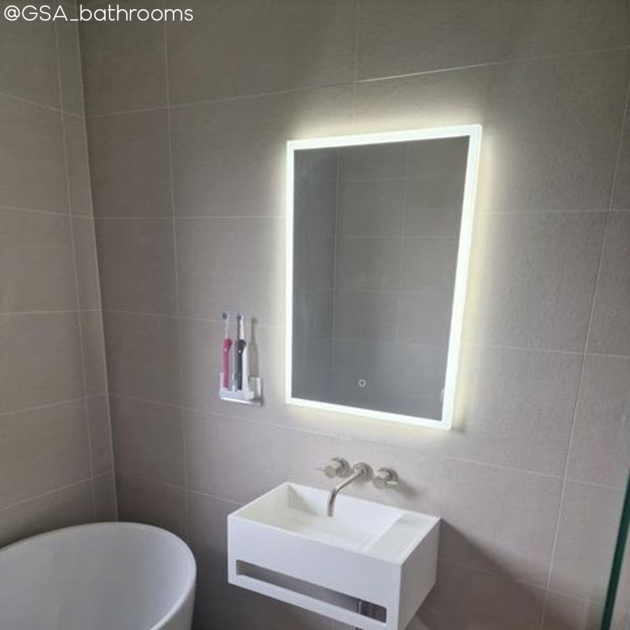Sensio Eclipse Single Door Recessed Bathroom Mirror Cabinet with Lights & Shaver Socket 700 x 500mm
