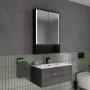 Sensio Sydney Double Door Black Bathroom Mirror Cabinet with Lights & Shelf 600 x 900mm