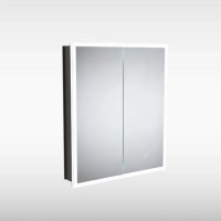 Sensio Eclipse Double Door Black Recessed Bathroom Mirror Cabinet with Lights, Demister & Shaver Socket 600 x 700mm