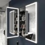 Sensio Eclipse Double Door Black Recessed Bathroom Mirror Cabinet with Lights, Demister & Shaver Socket 600 x 700mm