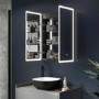 Sensio Eclipse Double Door Black Recessed Bathroom Mirror Cabinet with Lights, Demister & Shaver Socket 600 x 700mm