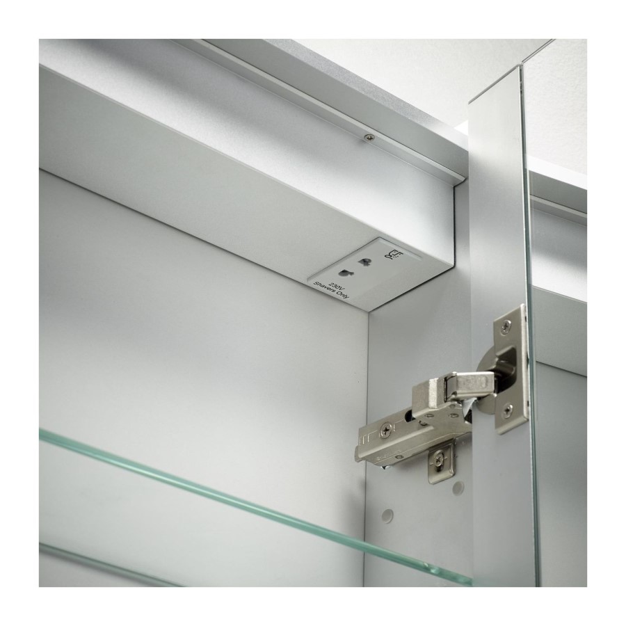 Sensio Ainsley 3 Door Chrome Bathroom Mirror Cabinet with Lights & Bluetooth Speaker 1200 x 700mm