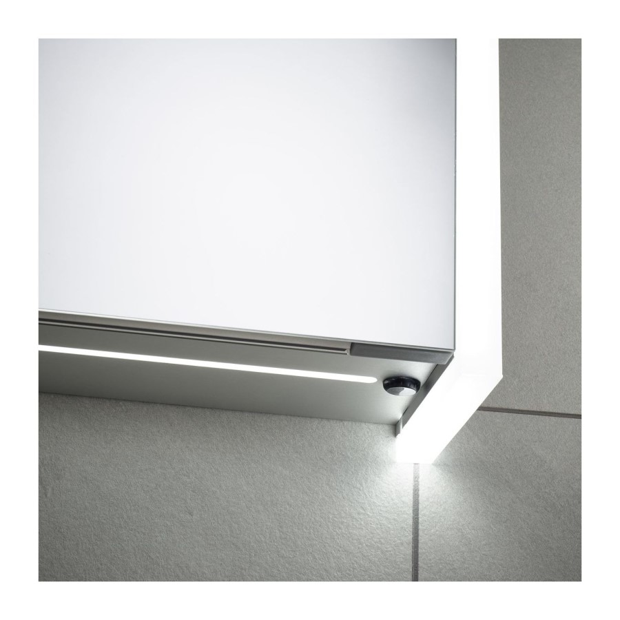 Sensio Ainsley 3 Door Chrome Bathroom Mirror Cabinet with Lights & Bluetooth Speaker 1200 x 700mm